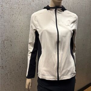 L-RL Lauren Active Ralph Lauren Women's Cream/Black Zip-Up Hoodie w/ zip pockets